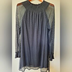 NWT Ella Moss Nikkita Shift Mini Dress Black/w Lace Overlay Sheer Womens size M